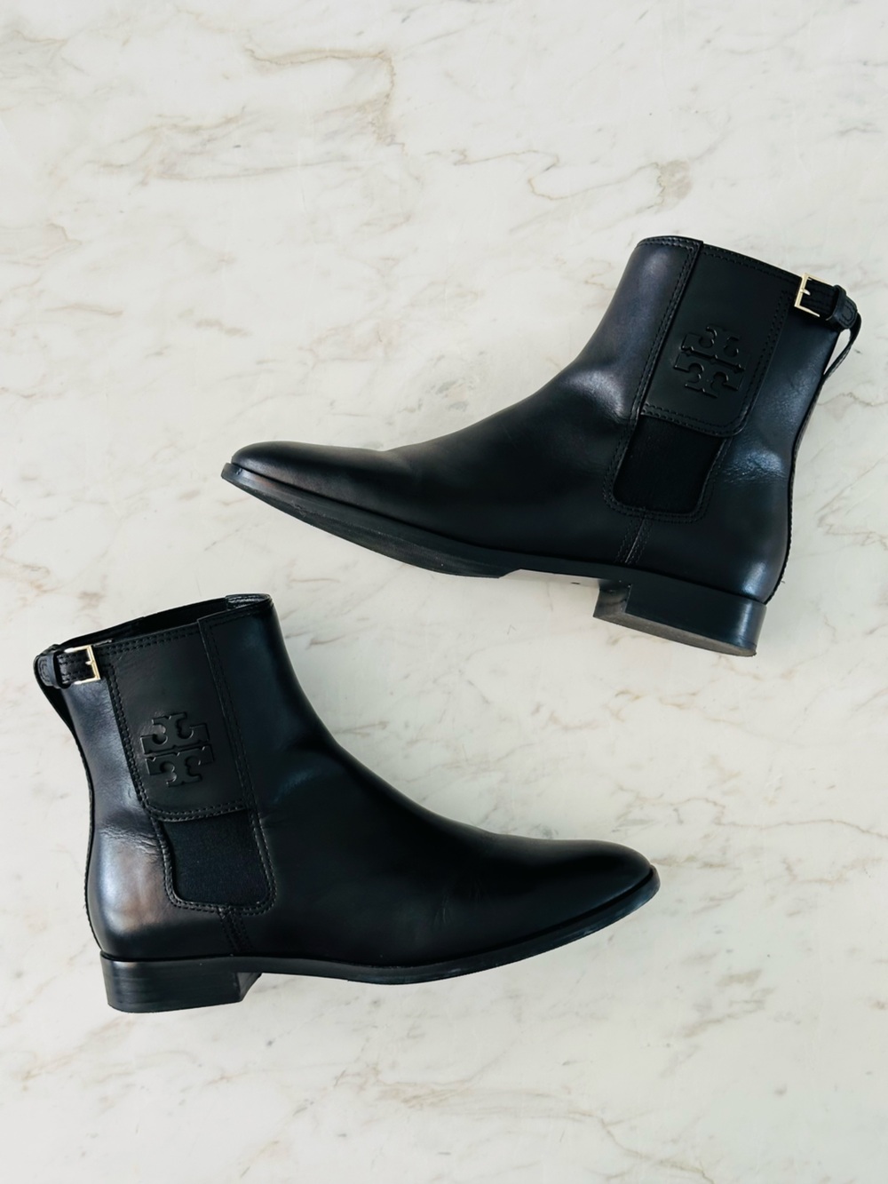 Tory Burch Wyatt Mid Calf Bootie Black Leather Size 9